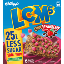 Photo of Kelloggs Lcms Choc Strawberry 25% Less Sugar Bars 6 Pack 120g