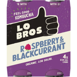 Photo of Lo Bros Kombucha Raspberry And Blackcurrant Can 4x250ml
