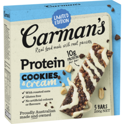 Photo of Snack Bars, Carman's Protein Cookies & Cream Bar 5-pack