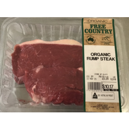Photo of Free Country Organic Rump Steak p/kg