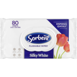 Photo of Sorbent Silky White Flushable Wipes 80 Pack 