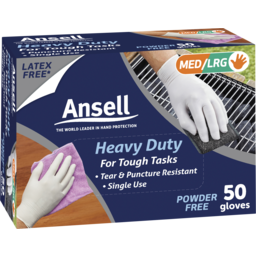 Photo of ANSELL HEAVY DUTY DISPOSABLE GLOVES 50 PACK