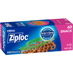 Photo of Ziploc® Snack Bag Resealable Food Storage 60 Pack