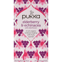 Photo of Pukka Elderberry & Echinacea With Elderflower Tea Bags 20 Pack 40g
