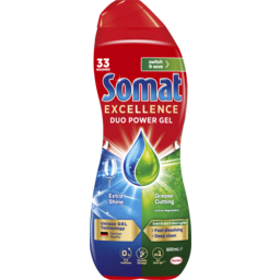 Photo of Somat Excellence Duo Power Gel (33 Washes), Fast Dissolving Dishwasher Liquid Gel Cleaner, 600ml