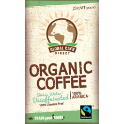 Photo of Global Cafe Ground Organic Coffee Decaf 250gm
