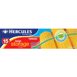 Photo of Hercules Twin Zip Large Storage Resealable Bags 15 Pack