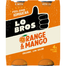 Photo of Lo Bros Kombucha Orange And Mango Can 4x250ml