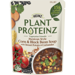 Photo of Heinz® Plant Proteinz™ Mexican Style Corn & Black Bean Soup With Sweet Potato & Coriander 330g