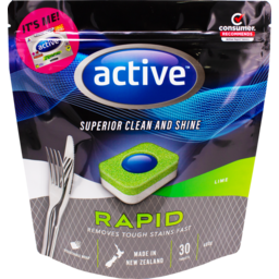 Photo of Active Rapid Auto Dishwash Tablets Lime & Baking Soda 30s