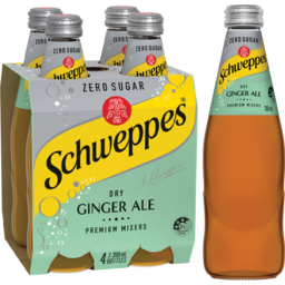 Photo of Schweppes Zero Sugar Dry Ginger Ale Soft Drink Mixers Multipack Pack 4x300ml