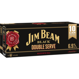 Photo of Jim Beam Black Double Serve & Cola Can 6.9% 10x375ml
