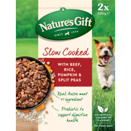 Photo of Nature's Gift Slow Cooked With Beef, Rice, Pumpkin & Split Peas, Ready To Serve Meal, Chilled Dog Food 2x 220g 2.0x220g