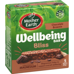 Photo of Mother Earth Wellbeing Bliss Muesli Bar Chocolate Brownie 5 Bars 200g
