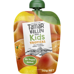 Photo of Tamar Valley Kids Tropical All Natural Greek Yoghurt Pouch 110g