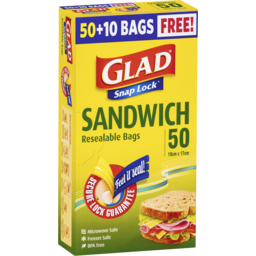 Photo of Glad Snap Lock Resealable Bags Sandwich Size 50pk