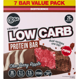 Photo of Bsc Body Science Choc Berry Ripple Leanest Low Carb Protein Bar 7 Pack 210g