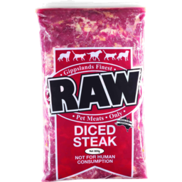 Photo of Raw Pet Meats Diced Steak Pet Food 800g