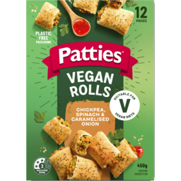 Photo of Patties Vegan Friendly Rolls Chickpea Spinach & Caramelised Onion 12 Pack