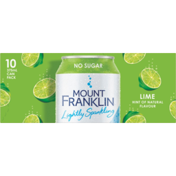 Photo of Mount Franklin Lightly Sparkling Lime Hint Of Natural Flavour No Sugar Cans 10x375ml