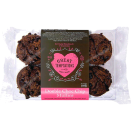Photo of Great Temptations Double Choc Chip Mini Muffins 6pk 300gm