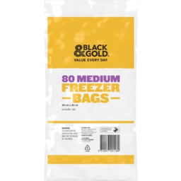 Photo of Black & Gold Medium Freezer Bags 80pk