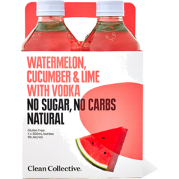 Photo of Clean Collective Watermelon Cucumber & Lime with Vodka 4x300ml Bottles