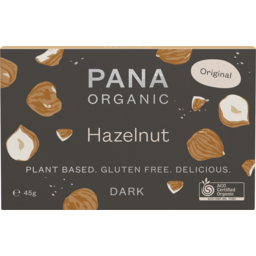 Photo of Pana Organic Plant Based Gluten Free Hazelnut Dark Chocolate 45g