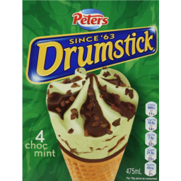 Photo of Peters Drumstick Choc Mint Ice Creams 4 Pack