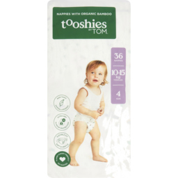 Photo of Tooshies By Tom Nappies With Organic Bamboo Size 4 Toddler 10-15kg 36 Nappies 