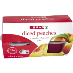 Photo of SPAR Peaches Diced N Strawberry Jelly 122gm X 4pack