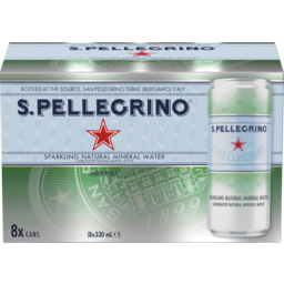 Photo of Sanpellegrino S.Pellegrino Sparkling Mineral Water 8 X 330ml Cans 8.0x330ml