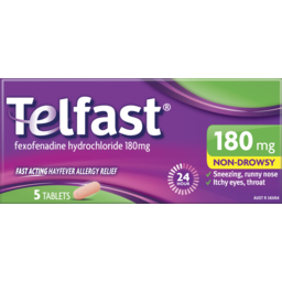 Photo of Telfast Hayfever Allergy Relief Tablets 180mg Non Drowsy Tablets 5 Pack