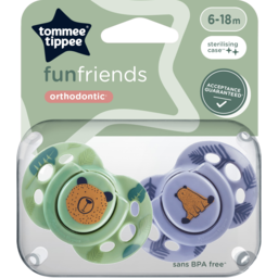 Photo of Tommee Tippee Fun Soother, 6-18 Months, 2 Pack, Bpa Free, Reusable Steriliser Pod