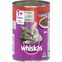 Photo of Whiskas 1+ Wet Cat Food Casserole with Beef 400gm Can