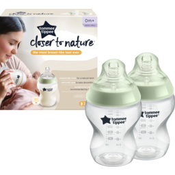 Photo of Tommee Tippee Closer To Nature Baby Bottles, Slow Flow Breast-Like Teat With Anti-Colic Valve, , Pack Of 2, Clear 2x260ml