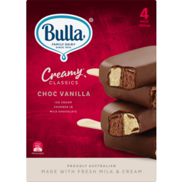 Photo of Bulla Creamy Classics Choc Vanilla Ice Cream Sticks 4 Pack 360ml