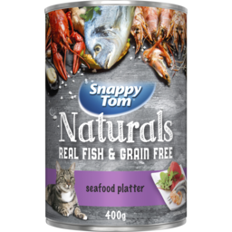 Photo of Snappy Tom Naturals Adult Cat Food Seafood Platter Can