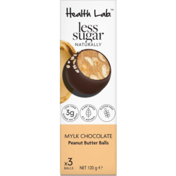 Photo of Health Lab Less Sugar Naturally Mylk Chocolate Peanut Butter Balls 3 Pack 120g