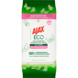 Photo of Ajax Sensitive Eco Multipurpose Disinfectant Wipes 110 Pack