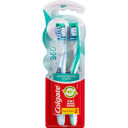 Photo of Colgate 360° Whole Mouth Clean Manual Toothbrush, Value 2 Pack, Soft Bristles 