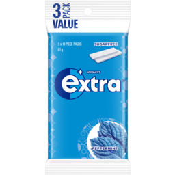 Photo of Extra Peppermint Chewing Gum Sugar Free Multipack 3 X 14 Piece