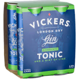 Photo of Vickers Gin & Tonic Can 250ml 4 Pack