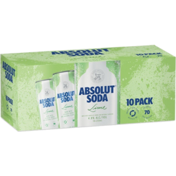 Photo of Absolut 4.8% Vodka, Soda & Lime 10x250ml Cans