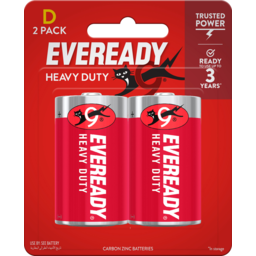 Photo of Eveready Red Label Heavy Duty D Batteries 2 Pack
