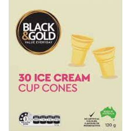 Photo of Black & Gold Ice Cream Cup Cones 30pk
