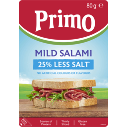 Photo of Primo 25% Less Salt Sliced Mild Salami 80gm
