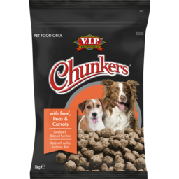 Photo of V.I.P. Petfoods Chunkers Meatballs With Beef Carrots & Green Peas Chilled Dog Food