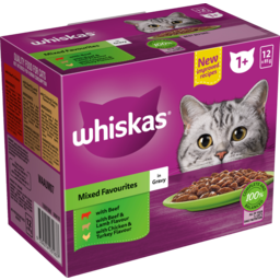 Photo of Whiskas® 1+ Years Adult Wet Cat Food With Mixed Favourites In Gravy 12x85g Pouch 12.0x85g