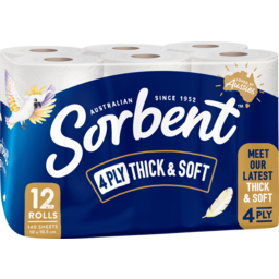 Photo of Sorbent Thick & Soft 4 Ply Toilet Tissue 12 Pack